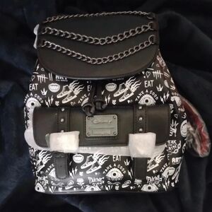 Loungefly Black and White Backpack with Chain Hardware